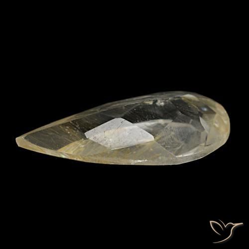 Topacio rutilado amarillo natural de 1,75 ct, en forma de pera, transparente
