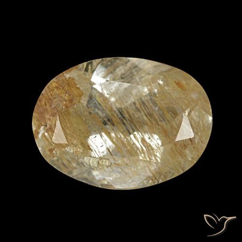 Topacio rutilado marrón-dorado muy claro natural de 1,95 ct, corte óvalo, transparente
