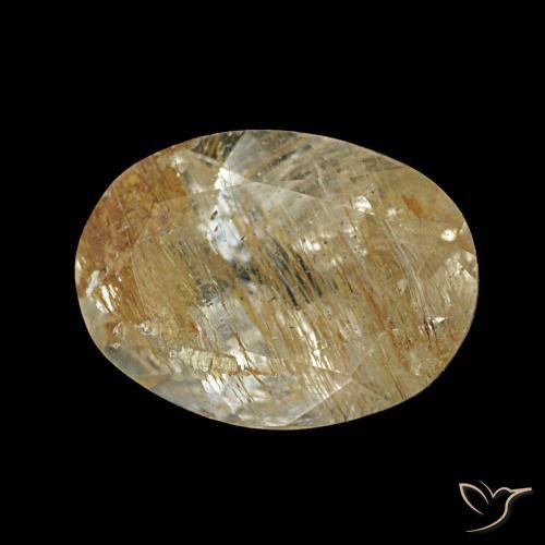 Topacio rutilado marrón-dorado muy claro natural de 1,95 ct, corte óvalo, transparente