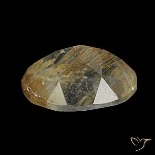 Topacio rutilado marrón-dorado muy claro natural de 1,95 ct, corte óvalo, transparente