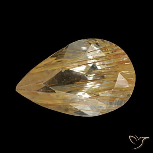Topacio rutilado amarillo natural de 1,23 ct, en forma de pera, transparente