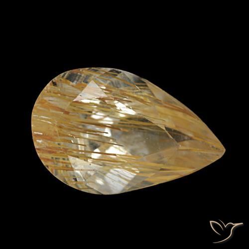 Topacio rutilado amarillo natural de 1,23 ct, en forma de pera, transparente