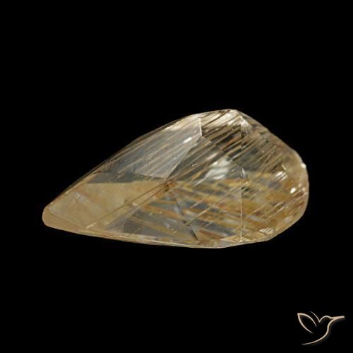 Topacio rutilado amarillo natural de 1,23 ct, en forma de pera, transparente