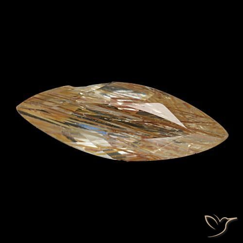 Topacio rutilado marrón natural de 1,20 ct, marquesa, transparente