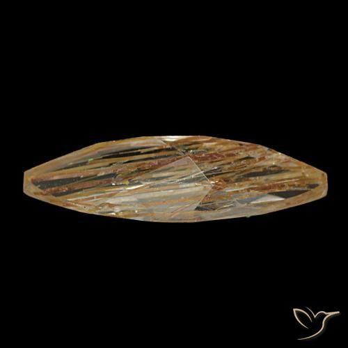 Topacio rutilado marrón natural de 1,20 ct, marquesa, transparente