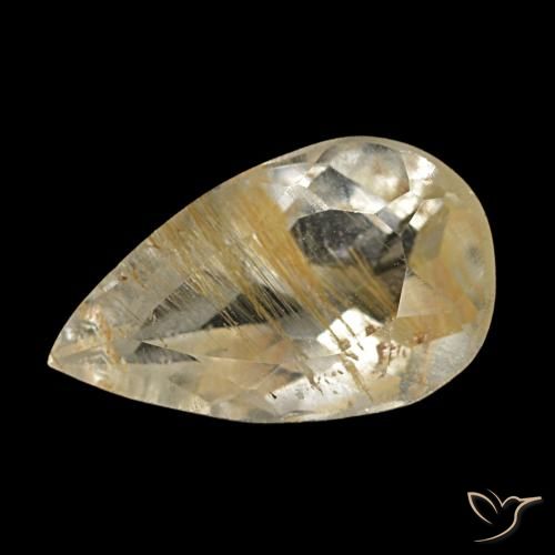 Topacio rutilado amarillo natural de 1,25 ct, en forma de pera, transparente