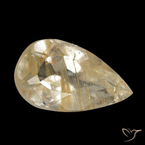 Topacio rutilado amarillo natural de 1,25 ct, en forma de pera, transparente