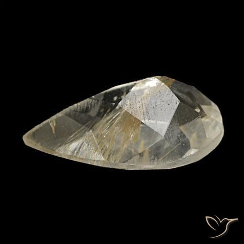 Topacio rutilado amarillo natural de 1,25 ct, en forma de pera, transparente