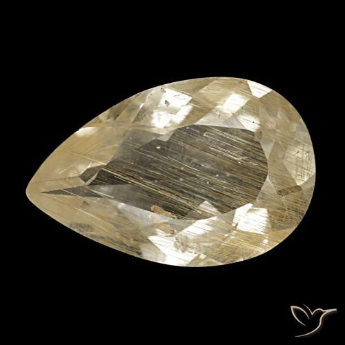 Topacio rutilado amarillo de 3,10 ct, en forma de pera, transparente