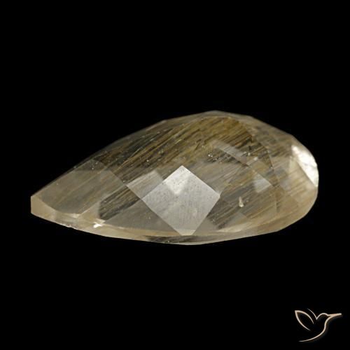 Topacio rutilado amarillo natural de 3,10 ct, en forma de pera, transparente