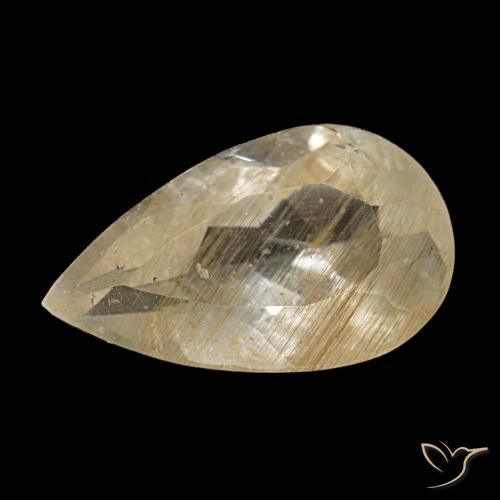 Topacio rutilado amarillo de 3,19 ct, en forma de pera, transparente