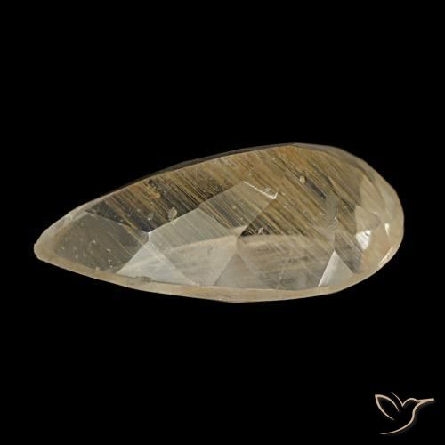 Topacio rutilado amarillo natural de 3,19 ct, en forma de pera, transparente