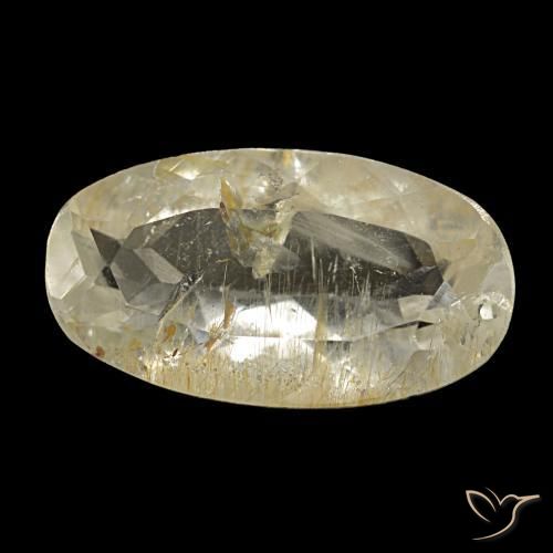Topacio rutilado amarillo natural de 2,98 ct, corte óvalo, transparente