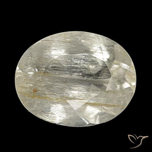 Topacio rutilado amarillo natural de 4,00 ct, corte óvalo, transparente