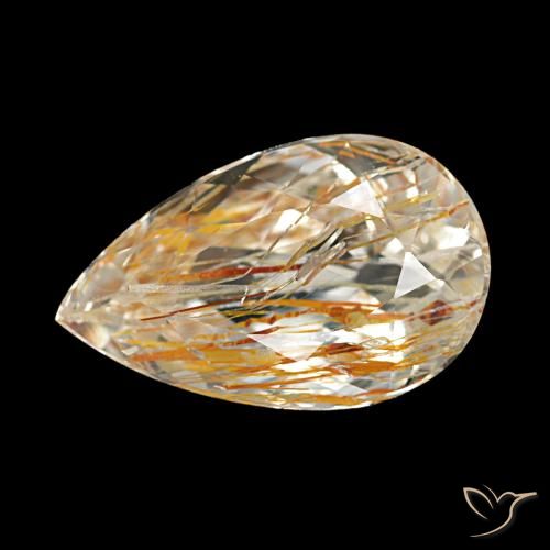 4.05ct Marrón leonado claro Topacio rutilo, En forma de pera, Transparente