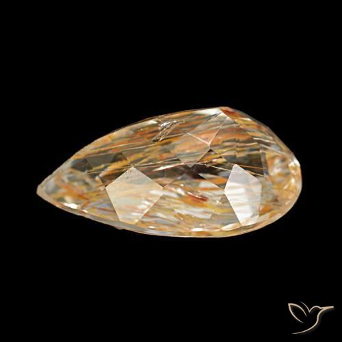 Topacio rutilo Marrón leonado claro natural de 4.05 ct, En forma de pera, Transparente