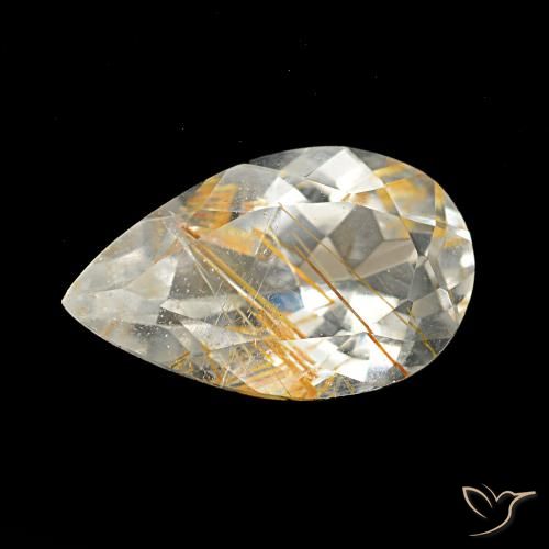 3.13ct Medium Light-Brown Topacio rutilo, En forma de pera, Transparente