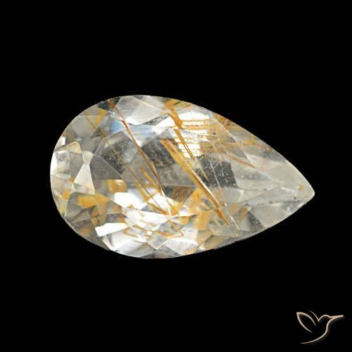 Topacio rutilo Medium Light-Brown natural de 3.13 ct, En forma de pera, Transparente