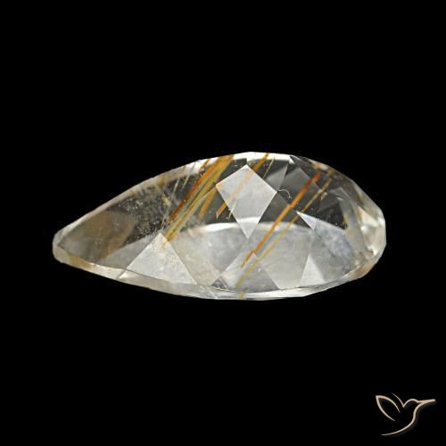Topacio rutilo Medium Light-Brown natural de 3.13 ct, En forma de pera, Transparente
