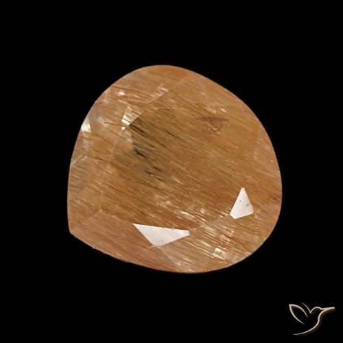 Topacio rutilo Marrón medio natural de 3.17 ct, En forma de pera, Transparente