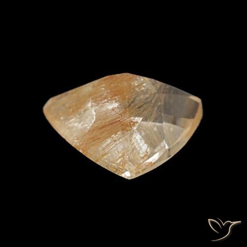 Topacio rutilo marrón naranja natural de 2,06 ct, trillón, transparente