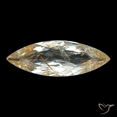 Topacio rutilo Marrón-dorado muy claro natural de 6.64 ct, Marquesa, Transparente