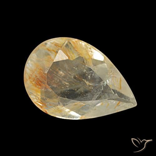 Topacio rutilo Dorado medio natural de 1.49 ct, En forma de pera, Transparente