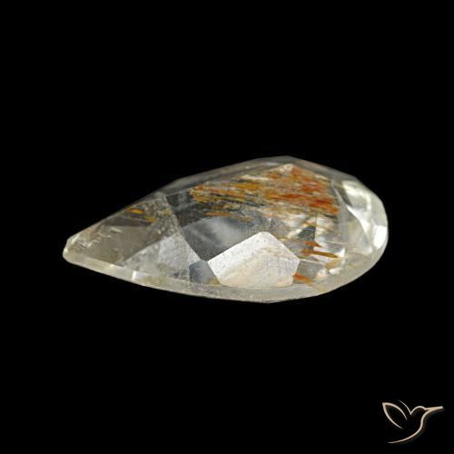 Topacio rutilo Dorado medio natural de 1.49 ct, En forma de pera, Transparente