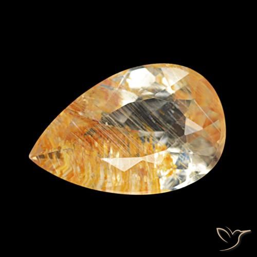 3.23ct Claro y bronce dorado Topacio rutilo, En forma de pera, Transparente