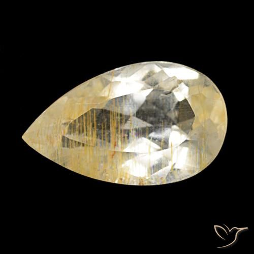 Topacio rutilo Marrón-dorado muy claro natural de 3.40 ct, En forma de pera, Transparente