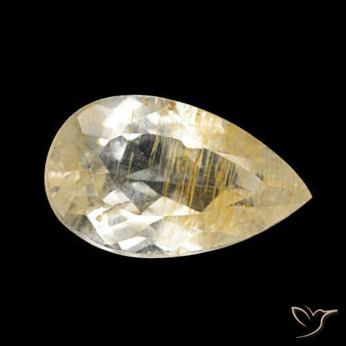 Topacio rutilo Marrón-dorado muy claro natural de 3.40 ct, En forma de pera, Transparente