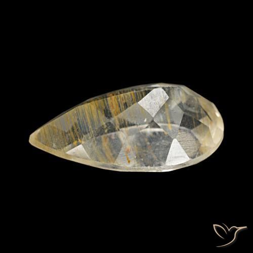 Topacio rutilo Marrón-dorado muy claro natural de 3.40 ct, En forma de pera, Transparente