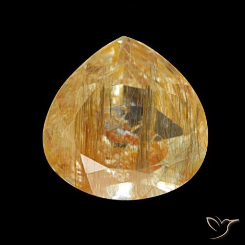 Topacio rutilo Durazno dorado intenso natural de 3.52 ct, En forma de pera, Transparente