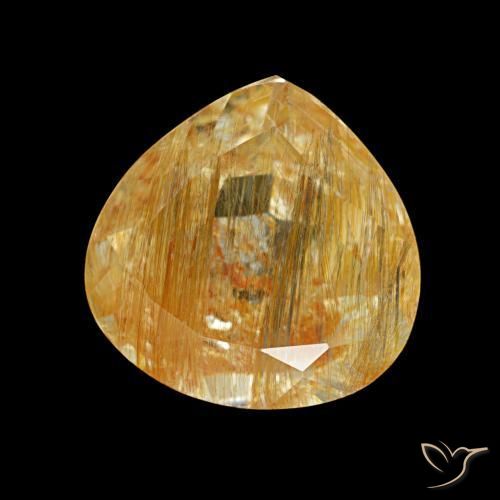 Topacio rutilo Durazno dorado intenso natural de 3.52 ct, En forma de pera, Transparente