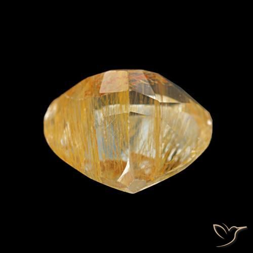 Topacio rutilo Durazno dorado intenso natural de 3.52 ct, En forma de pera, Transparente
