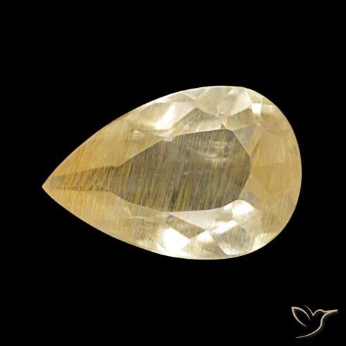 Topacio rutilado amarillo natural de 1,96 ct, en forma de pera, transparente
