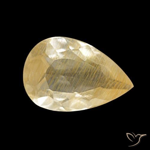Topacio rutilado amarillo natural de 1,96 ct, en forma de pera, transparente