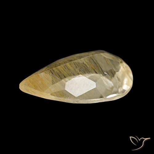 Topacio rutilado amarillo natural de 1,96 ct, en forma de pera, transparente