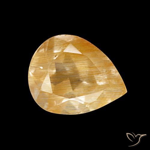 Topacio rutilado dorado medio natural de 1,94 ct, en forma de pera, transparente