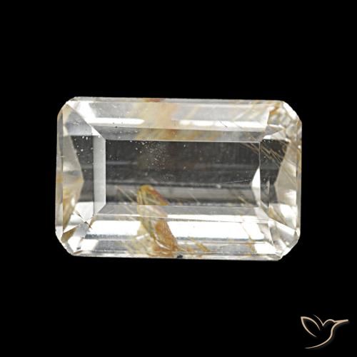 Topacio rutilo Sin Color natural de 5.06 ct, corte esmeralda, Transparente