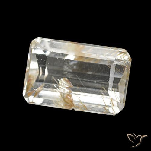 Topacio rutilo Sin Color natural de 5.06 ct, corte esmeralda, Transparente