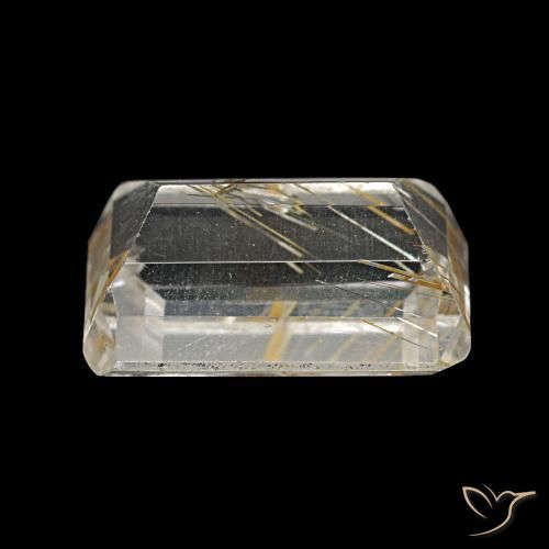 Topacio rutilo Sin Color natural de 5.06 ct, corte esmeralda, Transparente