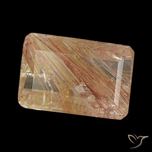 Topacio rutilo Marrón muy claro natural de 4.31 ct, corte esmeralda, Transparente