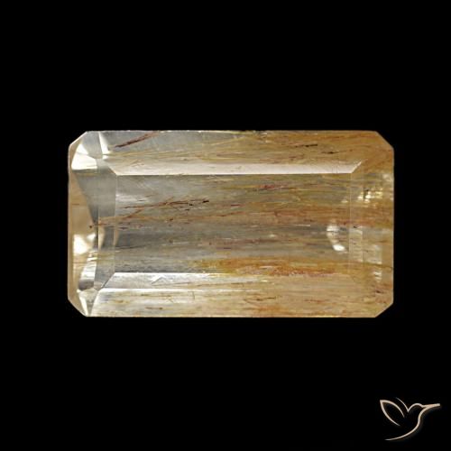 3.10ct Medium Light-Brown Topacio rutilo, corte esmeralda, Transparente