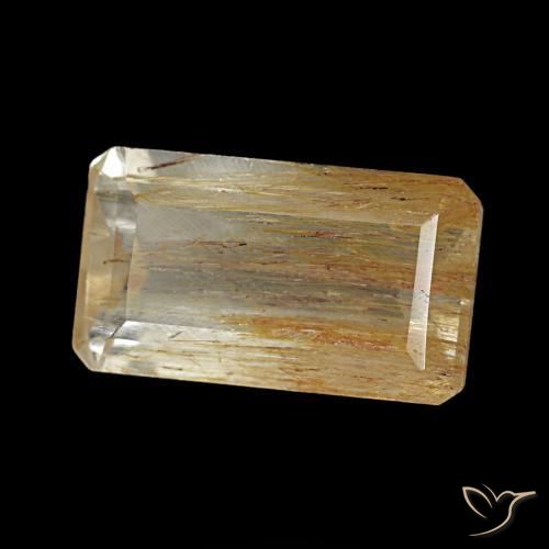 Topacio rutilo Medium Light-Brown natural de 3.10 ct, corte esmeralda, Transparente