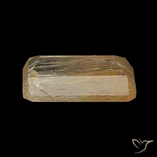Topacio rutilo Medium Light-Brown natural de 3.10 ct, corte esmeralda, Transparente