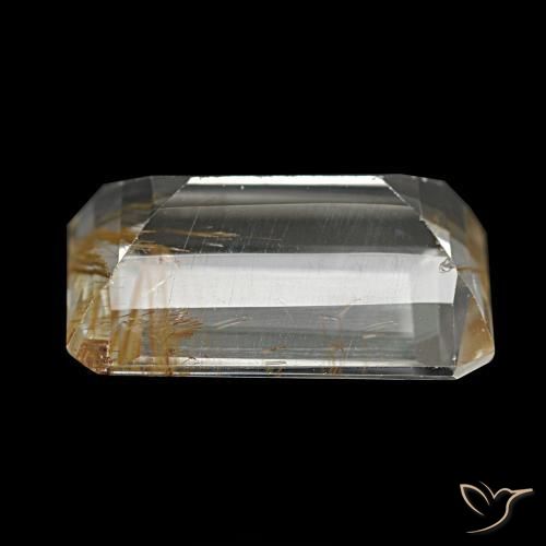 Topacio rutilo Marrón-dorado muy claro natural de 8.21 ct, corte esmeralda, Transparente