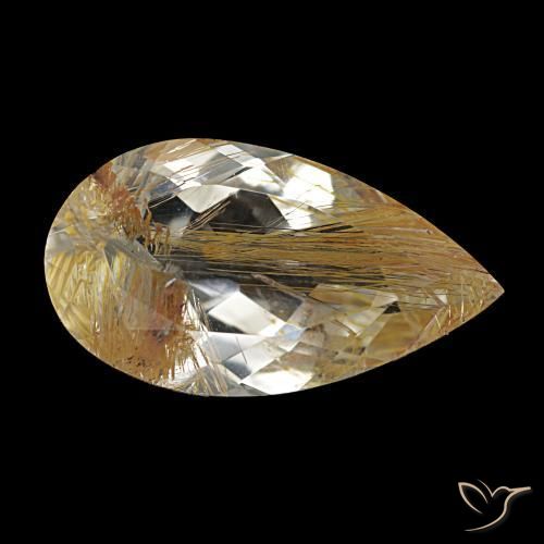 Topacio rutilo Marrón-dorado muy claro natural de 7.10 ct, En forma de pera, Transparente