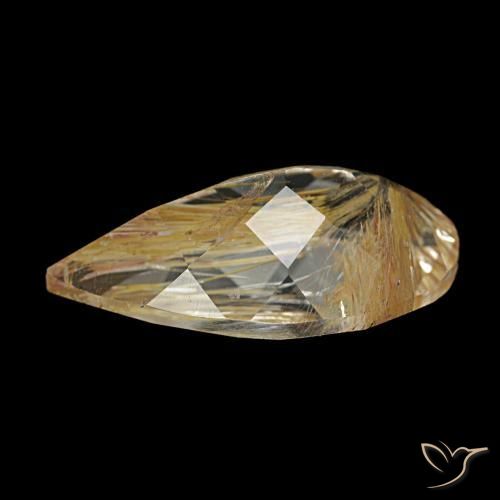Topacio rutilo Marrón-dorado muy claro natural de 7.10 ct, En forma de pera, Transparente