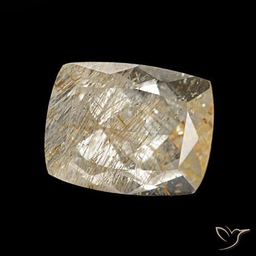 Topacio rutilo Marrón muy claro natural de 3,62 ct, Corte Cojín, Transparente